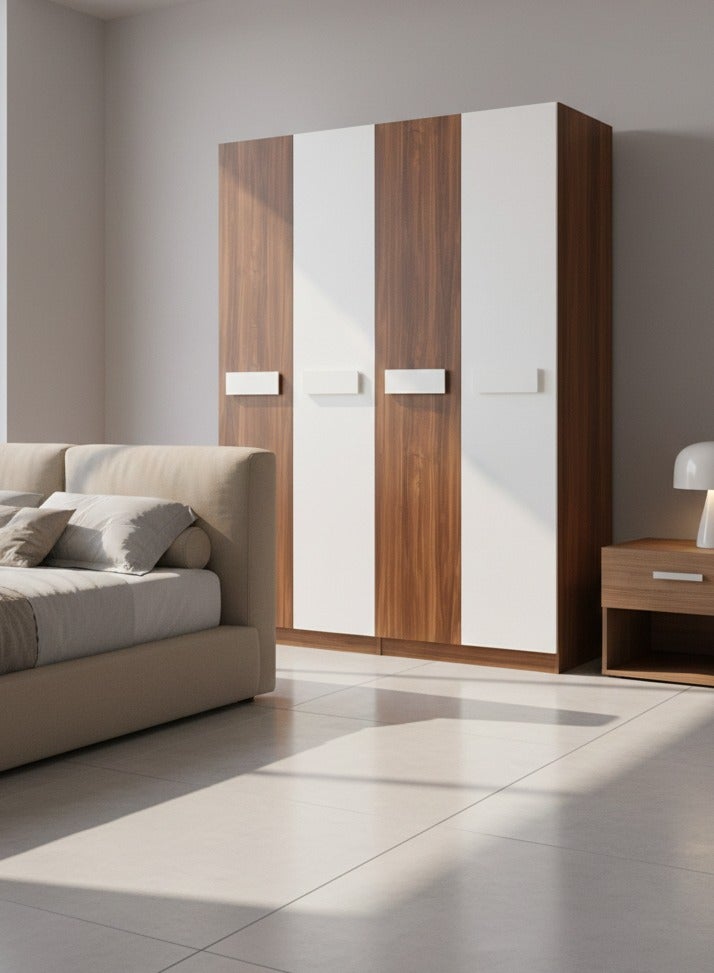 Concent Modern Wooden Wardrobe 4 Doors, Modern Design Brown & White - - Image 3